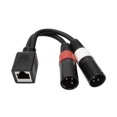 RJ45 женски контакт към двоен XLR щепсел аудио кабел