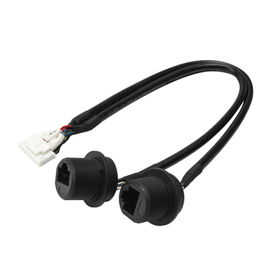 Водоустойчив двоен RJ45 Ethernet женски към USB клемен краен адаптерен кабел