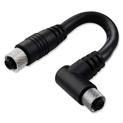 Водоустойчив M12 4 щифт женски 90 градуса към женски прав кабел